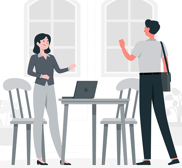 The man and the woman are discussing (2)