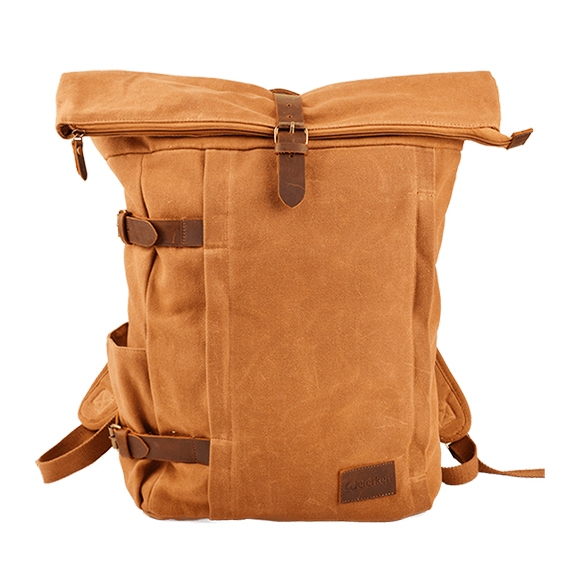Vintage Roll-Top Waterproof Hiking Backpack
